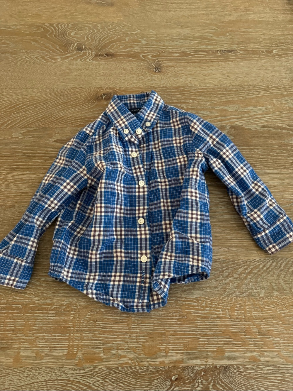 Janie and Jack Blue and White Plaid Button-Down Shirt